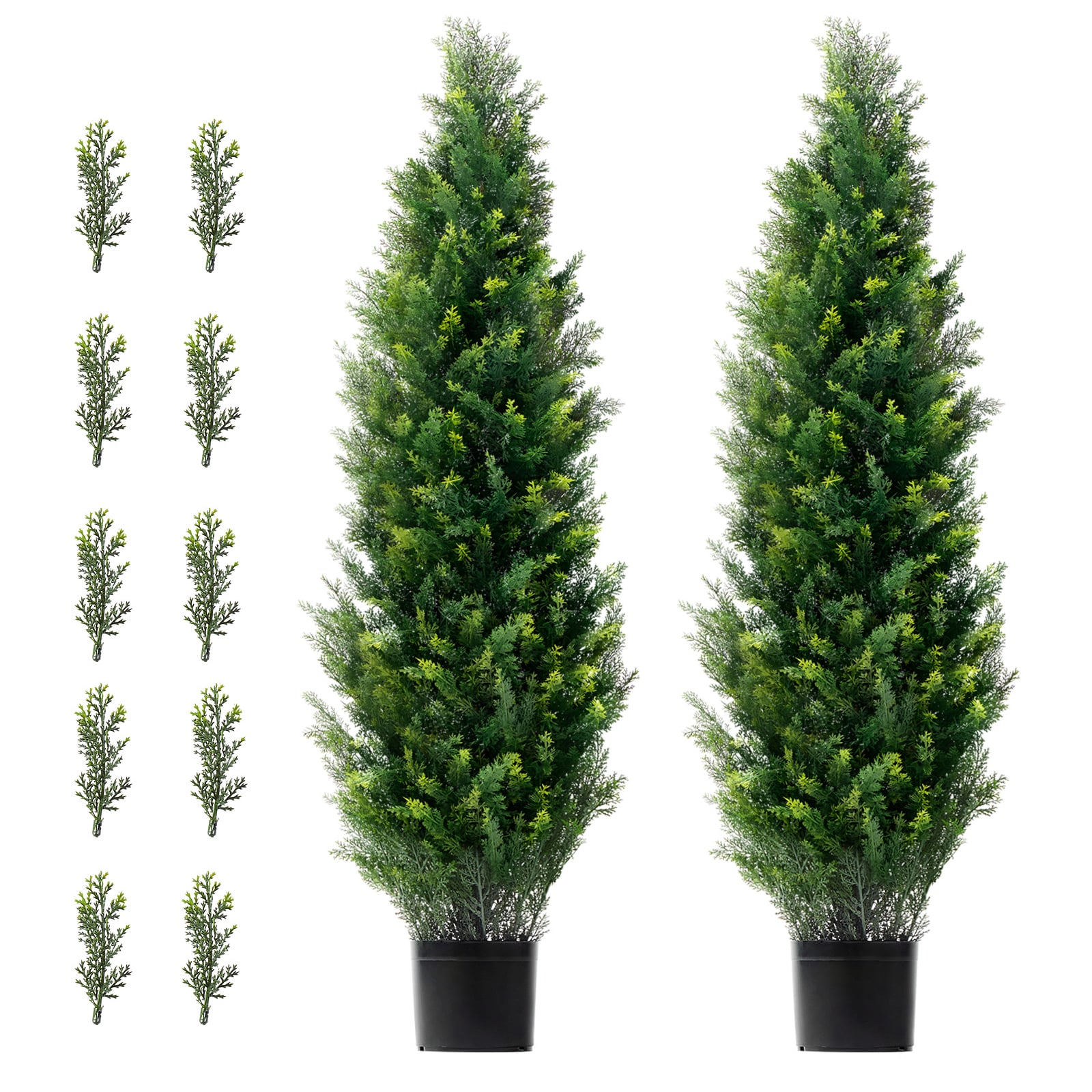 2 Pack 4' Artificial Cedar Topiary Tree Plant UV Decor In/Outdoor_voghion.com